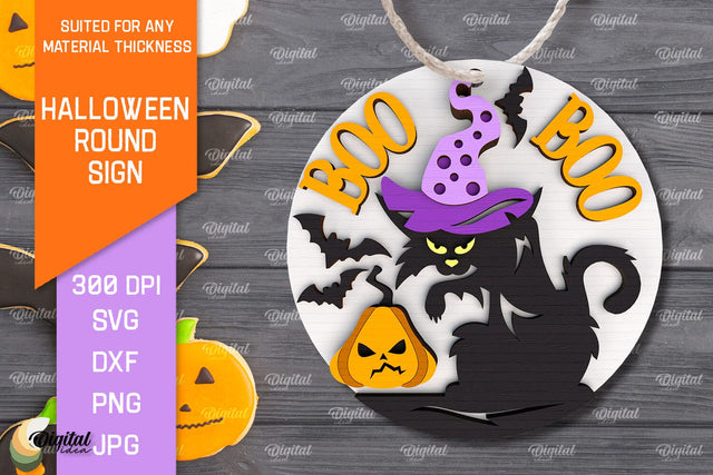 Halloween Round Sign Laser Cut Design. Halloween Decor SVG SVG Evgenyia Guschina 