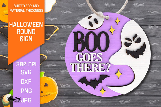 Halloween Round Sign Laser Cut Design. Halloween Decor SVG SVG Evgenyia Guschina 