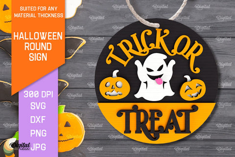 Halloween Round Sign Laser Cut Design. Halloween Decor SVG SVG Evgenyia Guschina 