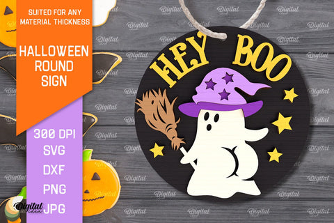 Halloween Round Sign Laser Cut Design. Halloween Decor SVG SVG Evgenyia Guschina 