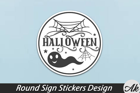 Halloween Round Sign Stickers Design SVG akazaddesign 