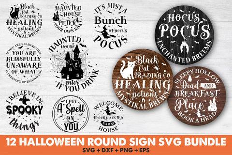 Halloween Round Sign SVG Bundle SVG Rupkotha 
