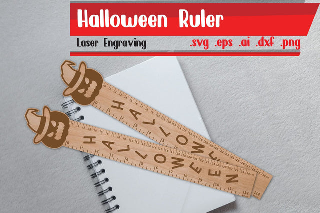 Halloween Ruler | Halloween Wooden Ruler | Ruler Engraving SVG zafrans studio 