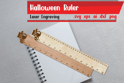 Halloween Ruler | Halloween Wooden Ruler | Ruler Engraving SVG zafrans studio 
