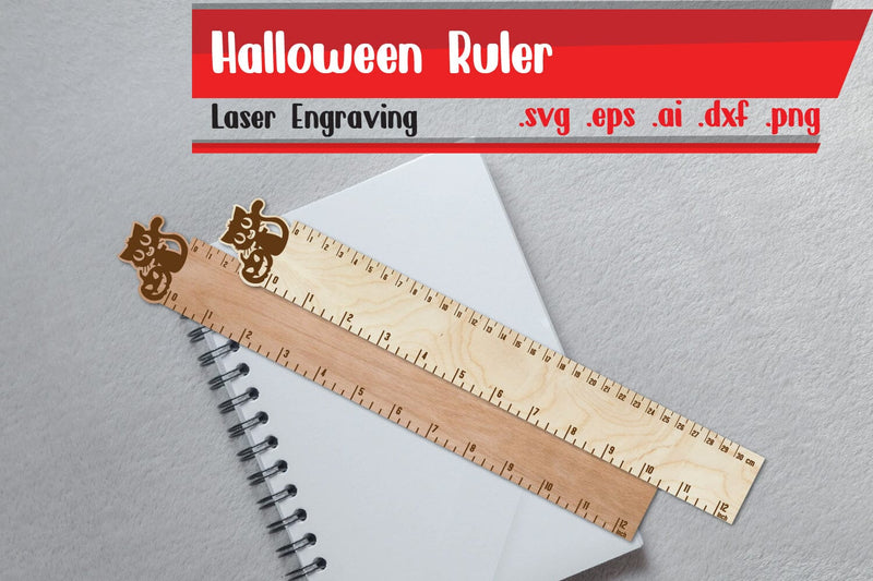 Halloween Ruler | Halloween Wooden Ruler | Ruler Engraving SVG zafrans studio 