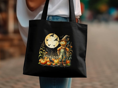 Halloween Scarecrow and Pumpkins Harvest Moon PNG Sublimation Luvleigh Digitals 