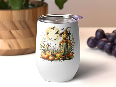 Halloween Scarecrow and Pumpkins Harvest Moon PNG Sublimation Luvleigh Digitals 