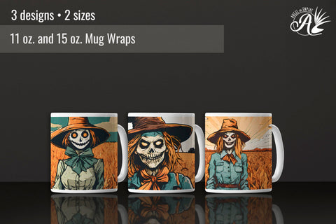Halloween Scarecrow Zombie Women Mug Wraps for Sublimation Sublimation Angel on Empire 