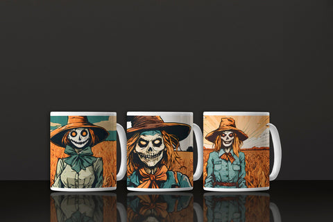 Halloween Scarecrow Zombie Women Mug Wraps for Sublimation Sublimation Angel on Empire 