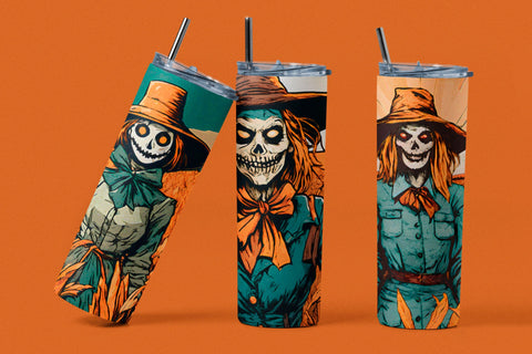 Halloween Scarecrow Zombie Women Tumbler Wraps for Sublimation Sublimation Angel on Empire 