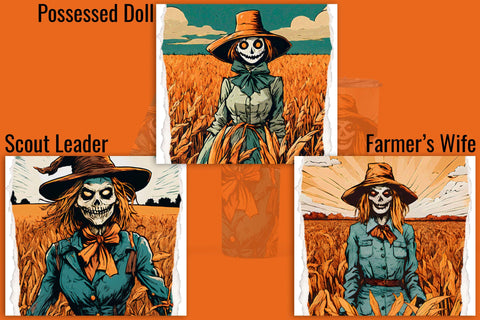 Halloween Scarecrow Zombie Women Tumbler Wraps for Sublimation Sublimation Angel on Empire 