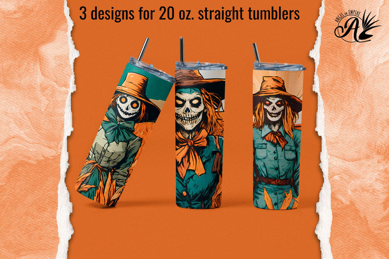 Halloween Scarecrow Zombie Women Tumbler Wraps for Sublimation Sublimation Angel on Empire 