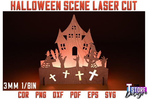Halloween Scene Laser Cut Bundle | 3D Shadow Scene | Halloween Decorations | CNC Files SVG The T Store Design 
