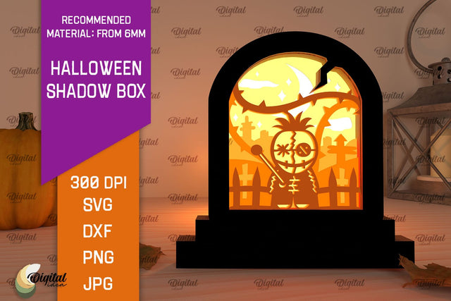 Halloween Shadow Box Laser Cut. 3D Light Box SVG Design SVG Evgenyia Guschina 