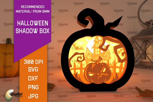Halloween Shadow Box Laser Cut. 3D Light Box SVG Design SVG Evgenyia Guschina 
