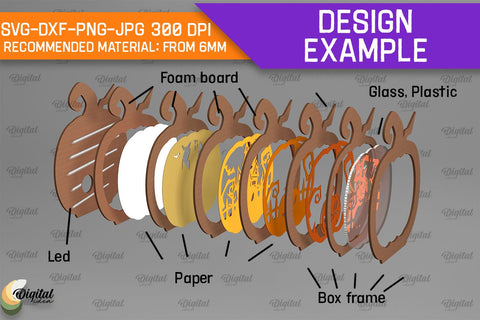 Halloween Shadow Box Laser Cut. 3D Light Box SVG Design SVG Evgenyia Guschina 