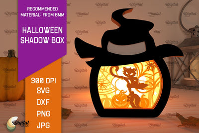 Halloween Shadow Box Laser Cut. 3D Light Box SVG Design SVG Evgenyia Guschina 