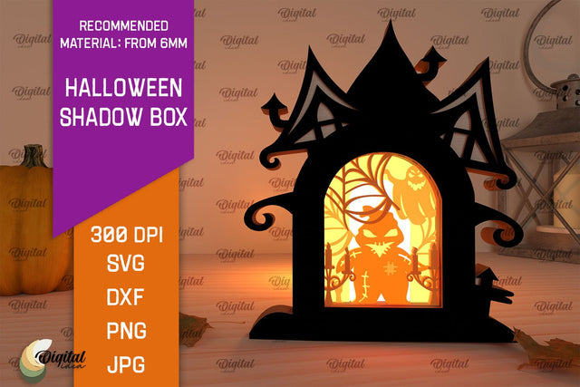 Halloween Shadow Box Laser Cut. 3D Light Box SVG Design SVG Evgenyia Guschina 