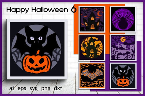 Halloween shadow box set, 3d layered Halloween, Laser cut files SVG AnastasiyaArtDesign 