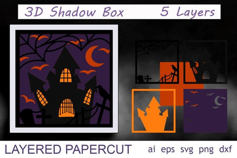 Halloween shadow box set, 3d layered Halloween, Laser cut files SVG AnastasiyaArtDesign 