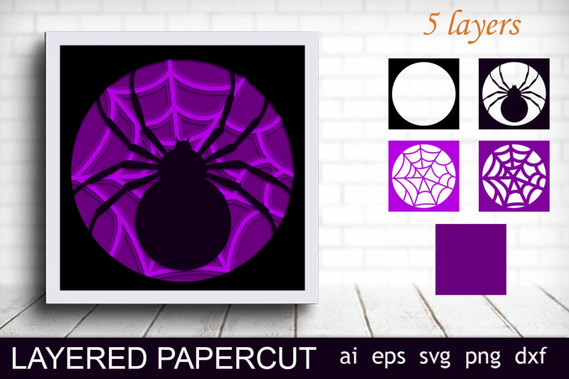Halloween shadow box svg, 3d Layered Halloween spider 3D Paper AnastasiyaArtDesign 