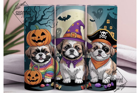 Halloween Shih Tzu Puppies 20oz Tumbler Sublimation sassyprint 