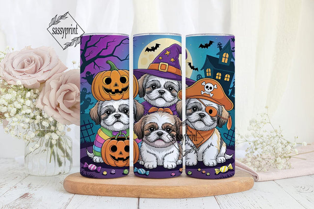 Halloween Shih Tzu Puppies 20oz Tumbler Sublimation sassyprint 