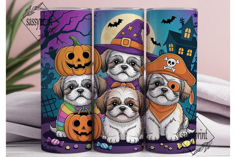 Halloween Shih Tzu Puppies 20oz Tumbler Sublimation sassyprint 