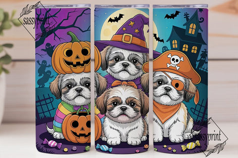 Halloween Shih Tzu Puppies 20oz Tumbler Sublimation sassyprint 