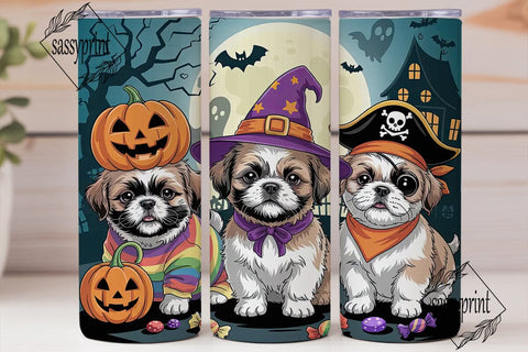 Halloween Shih Tzu Puppies 20oz Tumbler Sublimation sassyprint 