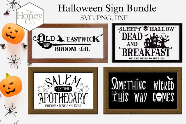 Halloween Sign Bundle SVG PNG DXF Painted Laser Cut Files SVG The Honey Company 