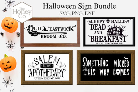 Halloween Sign Bundle SVG PNG DXF Painted Laser Cut Files SVG The Honey Company 