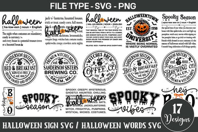 Halloween Sign SVG Bundle, Halloween Words SVG, Halloween SVG DesignPlante 503 