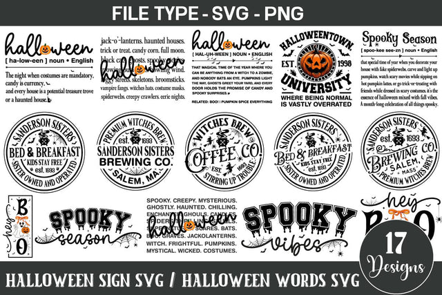 Halloween Sign SVG Bundle, Halloween Words SVG, Halloween SVG DesignPlante 503 
