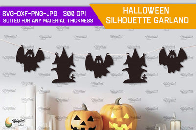 Halloween silhouette garland Laser Cut. Halloween Home Decor SVG SVG Evgenyia Guschina 