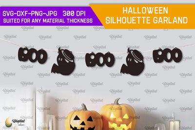 Halloween silhouette garland Laser Cut. Halloween Home Decor SVG SVG Evgenyia Guschina 