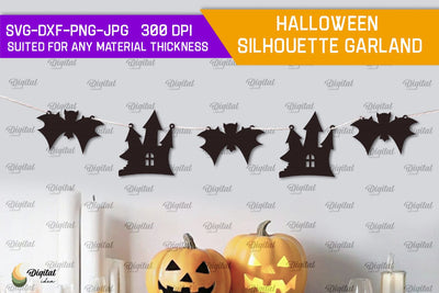 Halloween silhouette garland Laser Cut. Halloween Home Decor SVG SVG Evgenyia Guschina 