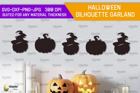 Halloween silhouette garlands Laser Cut Bundle. Spooky SVG SVG Evgenyia Guschina 