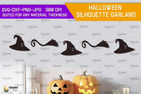 Halloween silhouette garlands Laser Cut Bundle. Spooky SVG SVG Evgenyia Guschina 