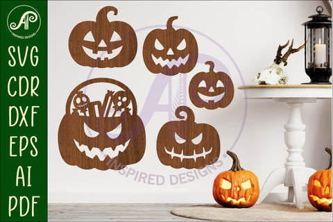 Halloween Silhouette shapes jack o lanterns SVG APInspireddesigns 