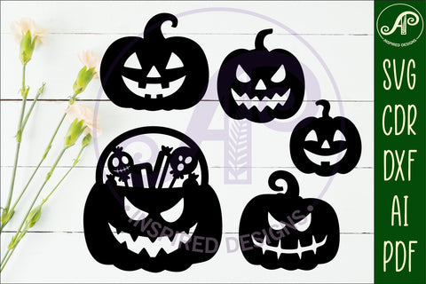 Halloween Silhouette shapes jack o lanterns SVG APInspireddesigns 