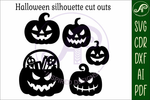 Halloween Silhouette shapes jack o lanterns SVG APInspireddesigns 