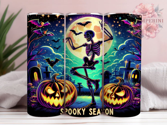 Halloween Skeleton 20 oz Skinny Tumbler Sublimation Design, Straight & Tapered Tumbler Png, Spooky Season Tumbler Png, Digital Download PNG Sublimation Li Zamperini 