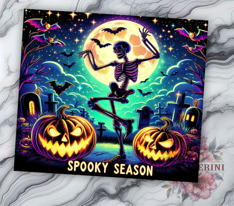 Halloween Skeleton 20 oz Skinny Tumbler Sublimation Design, Straight & Tapered Tumbler Png, Spooky Season Tumbler Png, Digital Download PNG Sublimation Li Zamperini 