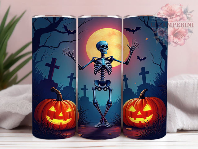 Halloween Skeleton 20 oz Skinny Tumbler Sublimation Design, Straight & Tapered Tumbler Png, Spooky Season Tumbler Png, Digital Download PNG Sublimation Li Zamperini 