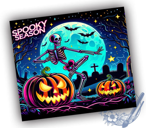 Halloween Skeleton 20oz Skinny Tumbler PNG, Spooky Season Tumbler Sublimation Wrap, Straight & Tapered Tumbler Wrap, Instant Digital Download Sublimation ToriDesigns 