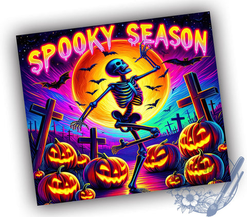 Halloween Skeleton 20oz Skinny Tumbler, Spooky Season Tumbler Png, Straight & Tapered Tumbler Wrap, Instant Digital Download Sublimation ToriDesigns 