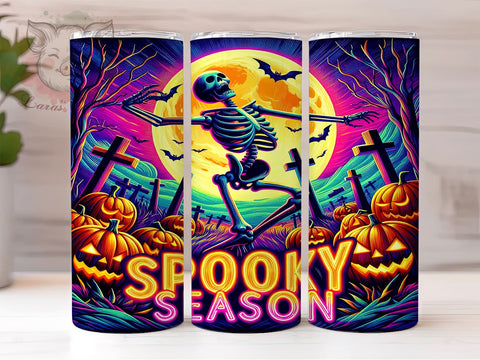 Halloween Skeleton 20oz Tumbler Png, Straight & Tapered Tumbler Png, Spooky Season Tumbler Png, Digital Download PNG Sublimation Lara' s Designs 