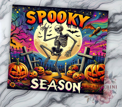 Halloween Skeleton 20oz Tumbler Wrap PNG, Spooky Season Tumbler Png, Straight & Tapered Tumbler Wrap, Instant Digital Download Sublimation Li Zamperini 