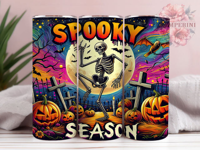 Halloween Skeleton 20oz Tumbler Wrap PNG, Spooky Season Tumbler Png, Straight & Tapered Tumbler Wrap, Instant Digital Download Sublimation Li Zamperini 